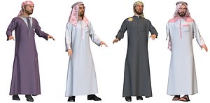 4x Man real cloth simulation conversation loop animation