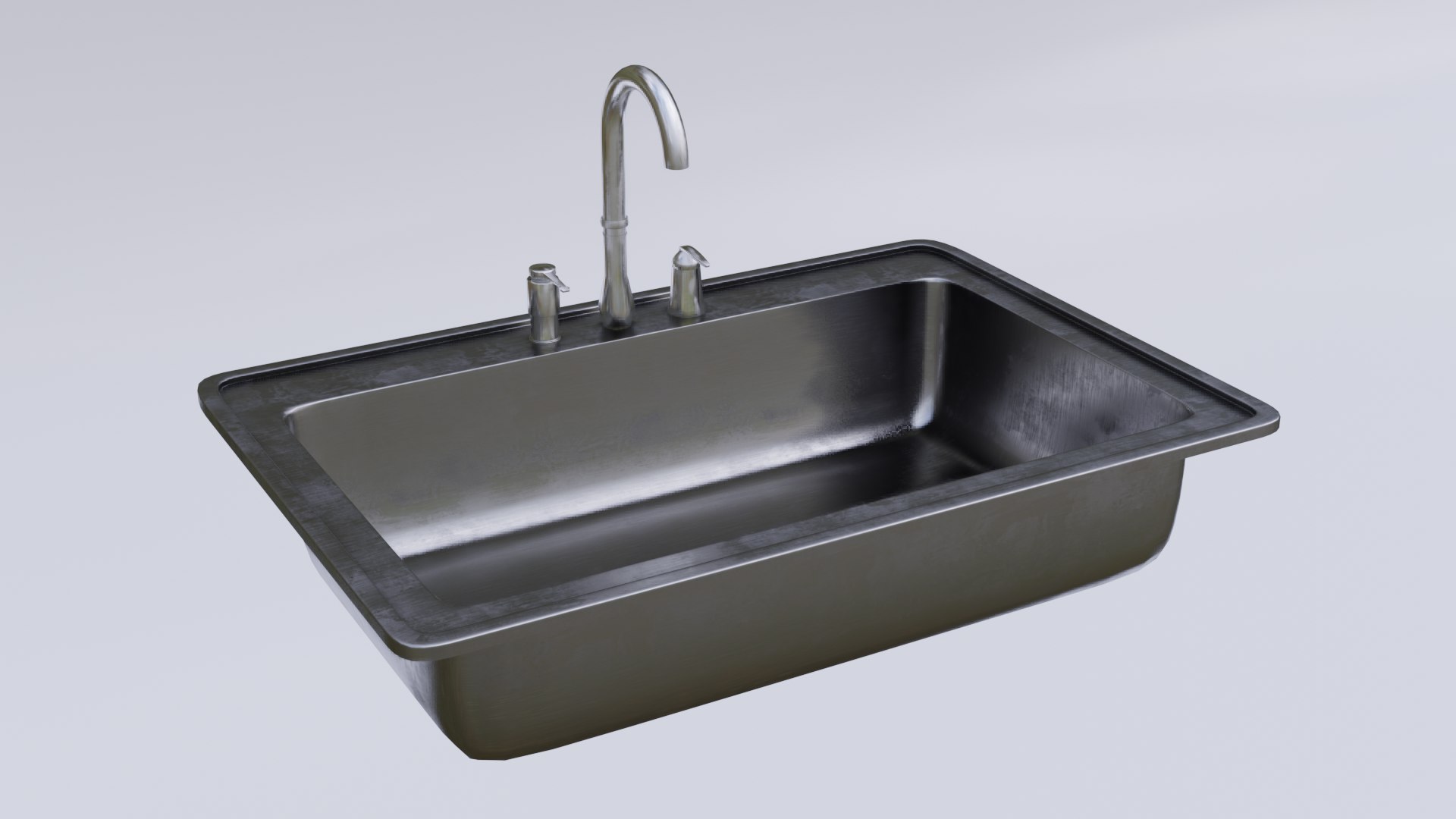 3d Model Steel Kitchen Sink Turbosquid 1829747