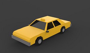 3D taxi low poly Low-poly 3D model model