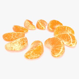 Slices of Peeled Orange Tangerine Fruit in Sun Form