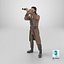3D Pirate Man Looking at Horizon with Spyglass model
