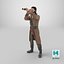 3D Pirate Man Looking at Horizon with Spyglass model