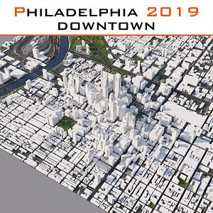 3D philadelphia cityscape town city