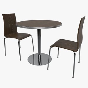 3D Round Cafe Table and Chairs Set