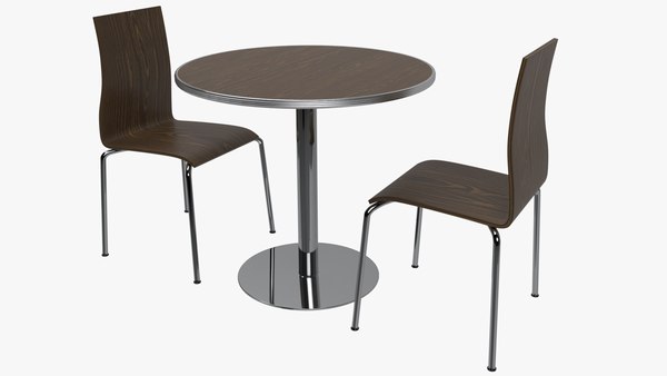3d Round Cafe Table And Chairs Set, Round Cafe Style Table And Chairs