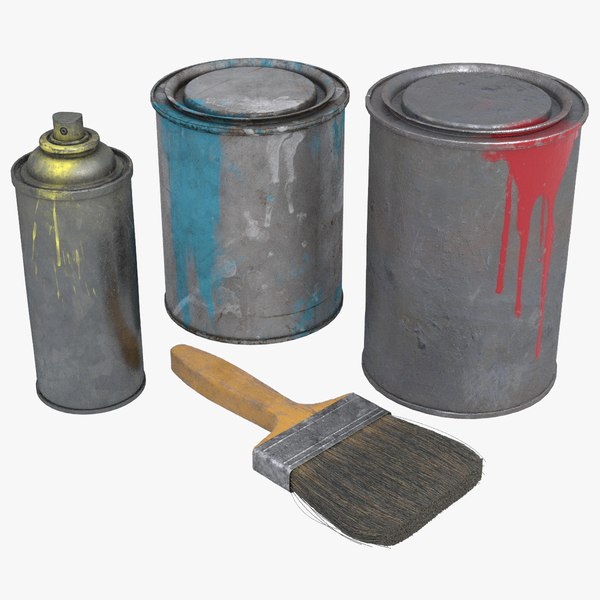 3D Paint Brush And Cans Old UHD