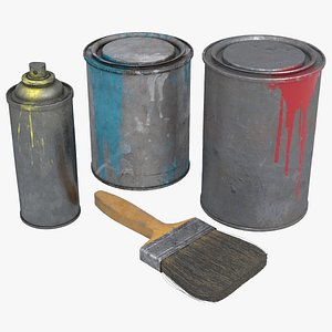 Paint Brush And Cans Old UHD