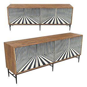 3D Hooker Furniture Living Room Commerce and Market Linear Perspective Credenza