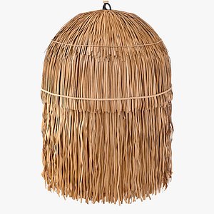 Bell rattan Round grass leaves ceiling pendant lamp Long fringes