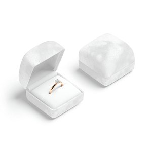 White Wedding Ring Box Set - opened and closed jewelry box 3D