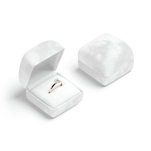 White Wedding Ring Box Set - opened and closed jewelry box