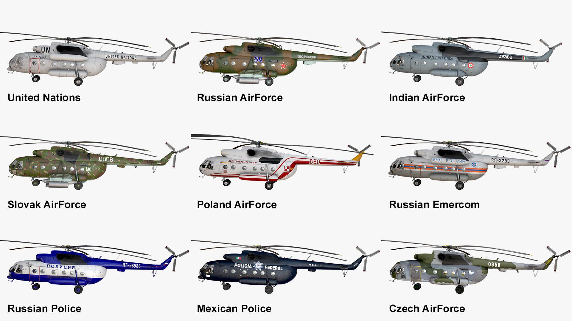 Helicopters Mil Mi-8 Collection 3D Model - TurboSquid 2396277