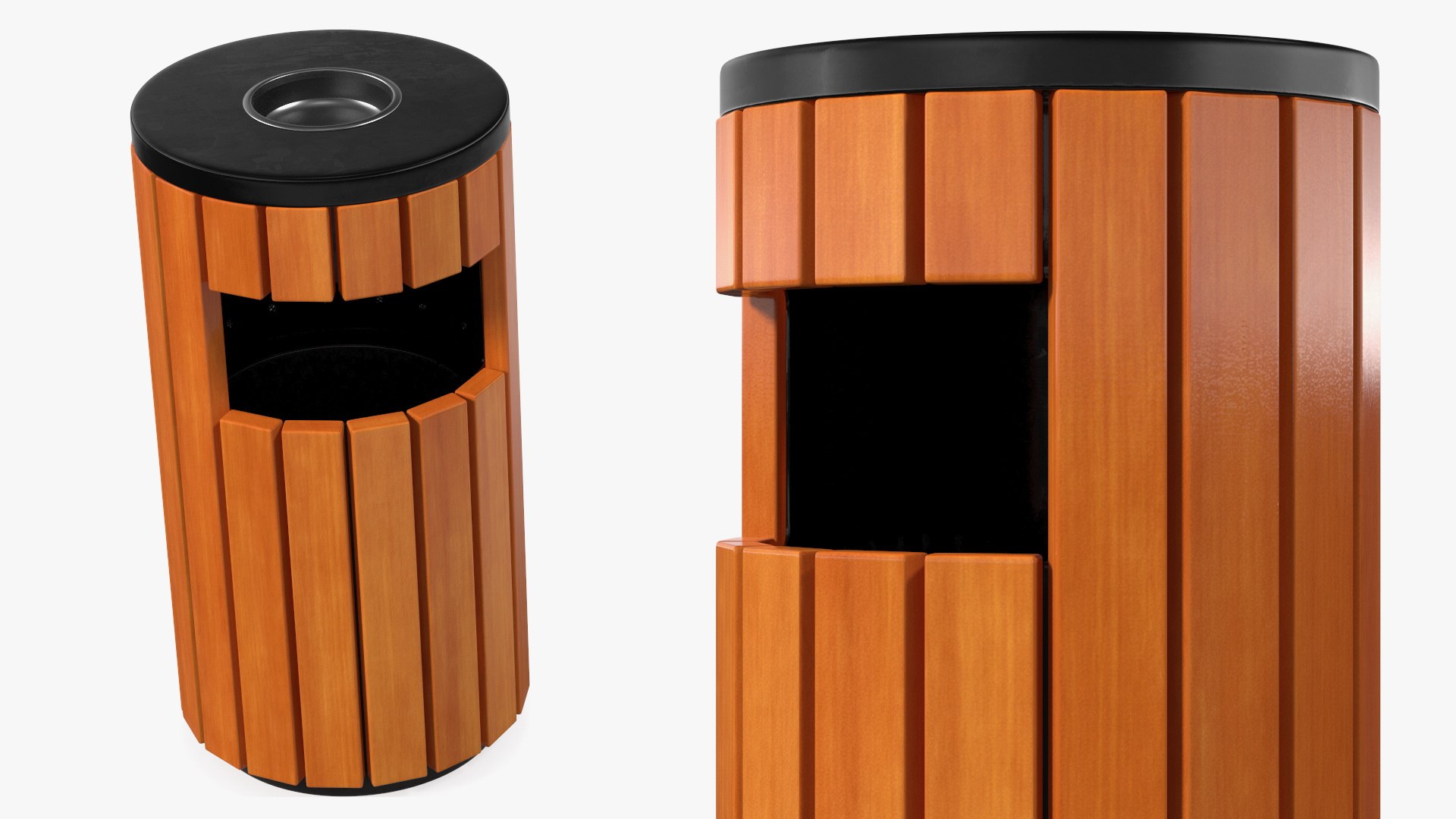 Outdoor Round Trash Bin with Ashtray 3D model preview