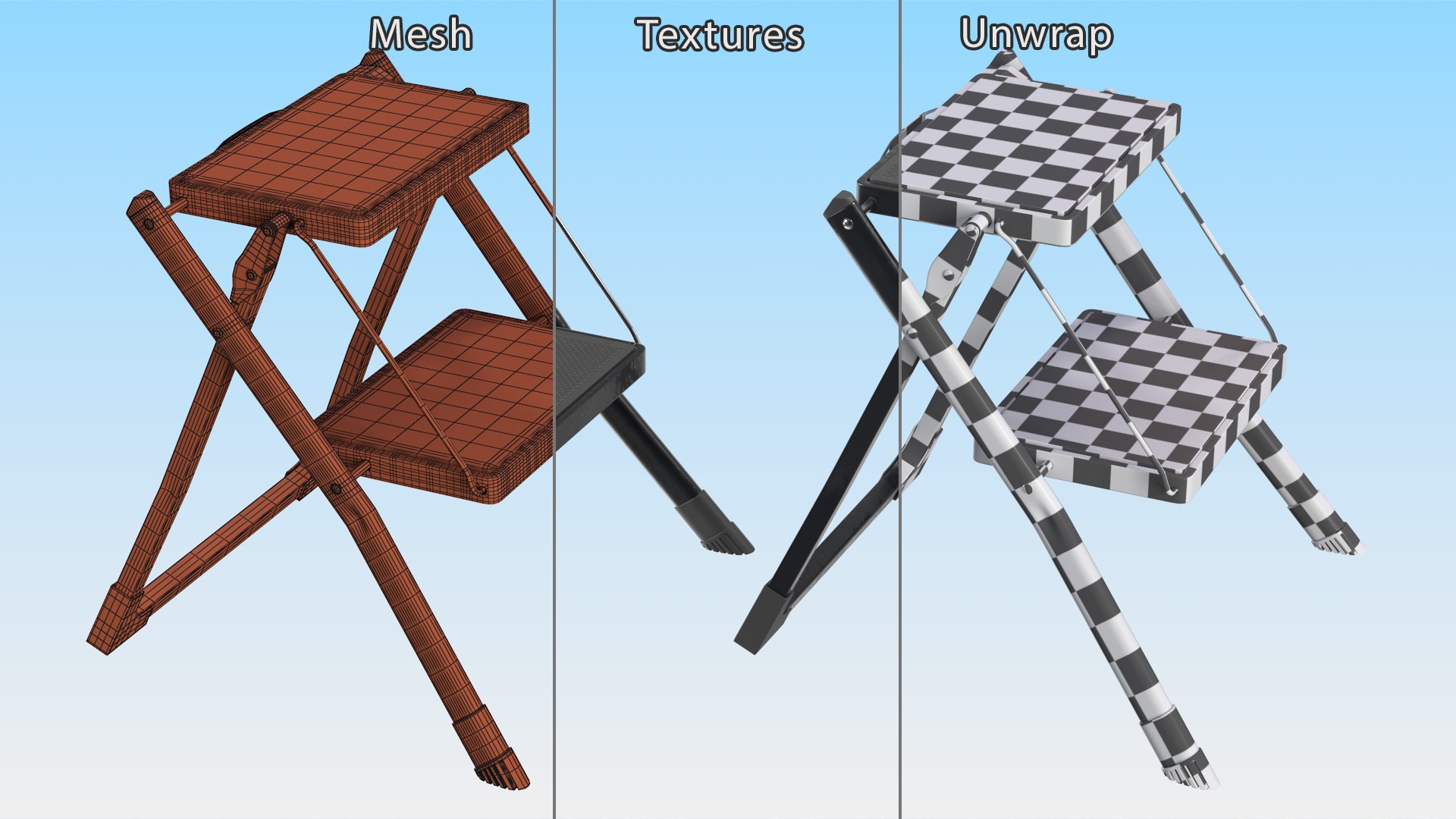 3D Two Steps Black Steel Stool Rigged For Maya Model - TurboSquid 2093653