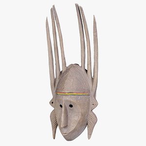 Afrikan Mask Carved Wood 48 Remastered