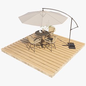 3D Modern Outdoor Patio Sitting and Wood Decking model