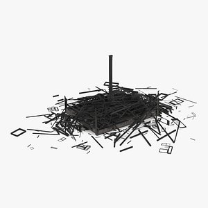 Ruins of Burned Wooden House