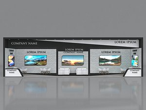 Exhibition Stand Stall 16x4m Height 450 cm 1 Side Open 3D model