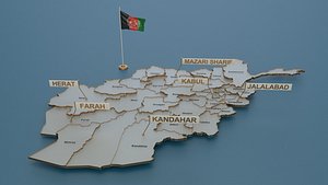 Afghanistan detailed Map with Animated Flag