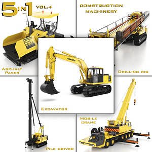 heavy construction machinery 5 3D model