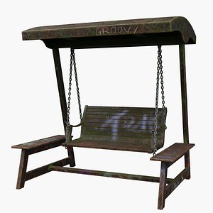 3D Distressed Wooden Swing Set