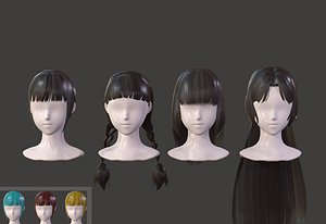 The girl hair Restoring ancient ways ponytail Long hair Low-poly