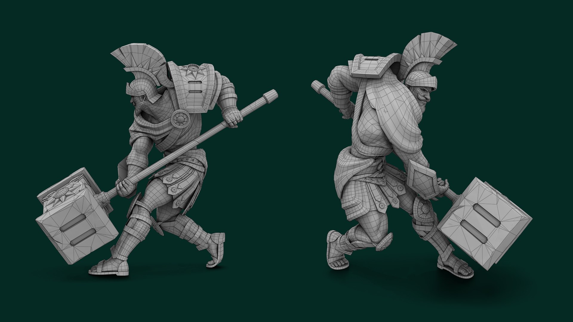 Stylized Male Character - Rigged Animated Warrior With Hammer 3D Model ...