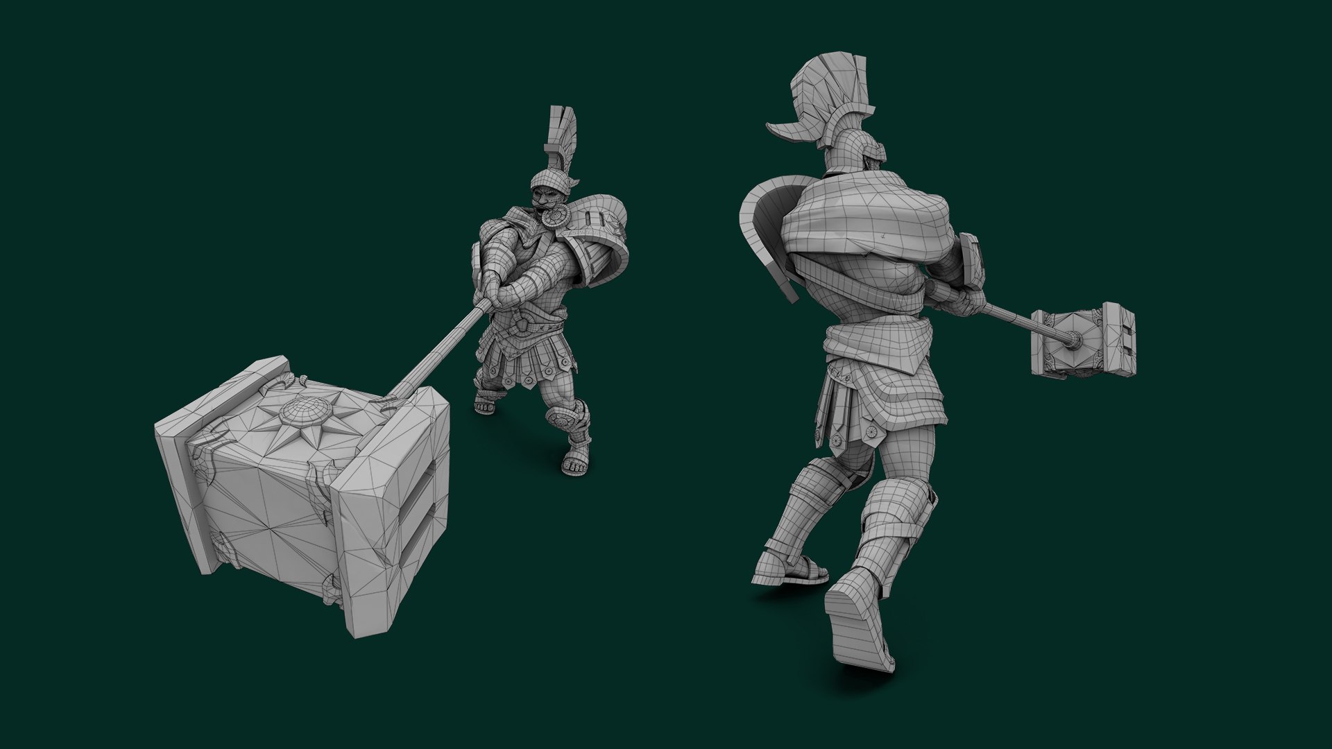 Stylized Male Character - Rigged Animated Warrior With Hammer 3D Model ...