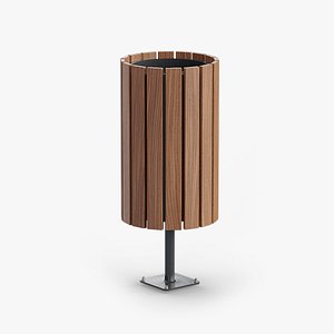 3D Trash Can Outdoor Wooden Planks model