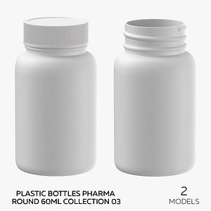 3D Plastic Bottles Pharma Round 60ml Collection 03 - 2 models