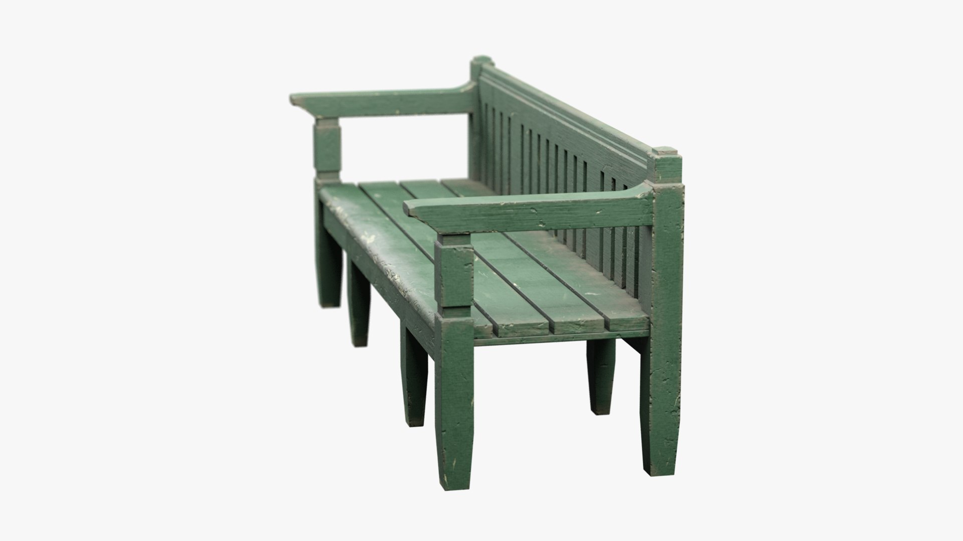 Green Wooden Bench 3D Model - TurboSquid 2154823