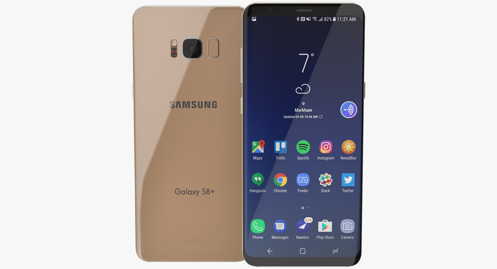 Samsung Galaxy S8 Plus Maple Gold 3D Model 3D model preview