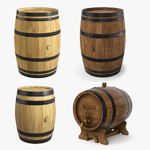 3D Wooden Barrel Collection