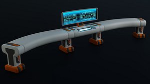 3D Sci-fi Workspace - Low Poly - Game Ready - PBR