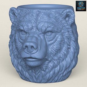 3D model Wild Bear Head Mug Print Ready 3D Model
