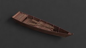 3D PBR Lowpoly Wooden Boat ArchiViz and Game Ready