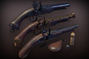 Lowpoly PBR Flintlock Pistol Pack