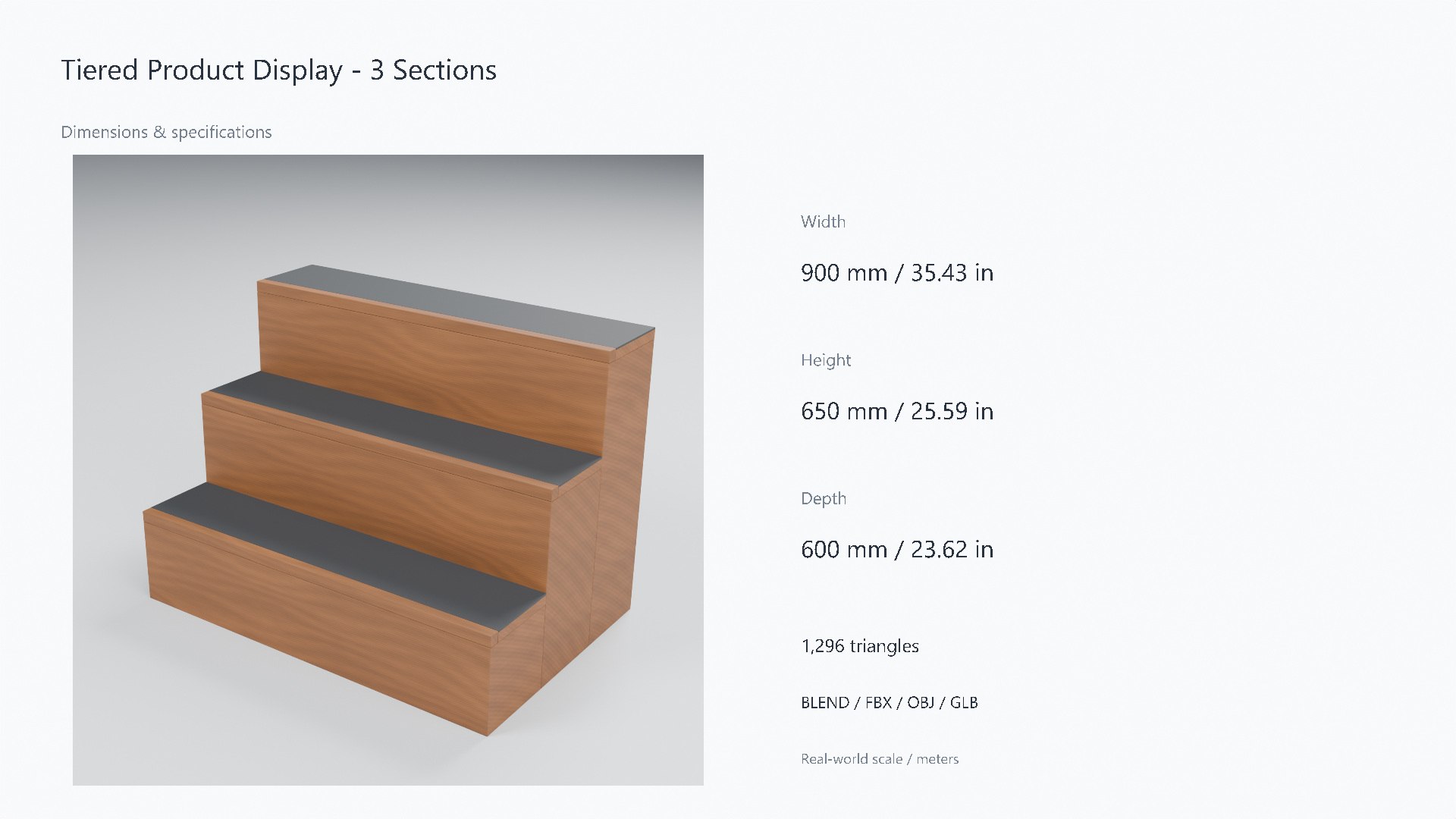 Three-Tier Wooden Product Display - 900 x 600 x 650 mm 3D https://p.turbosquid.com/ts-thumb/4q/ONUbIt/z6/07_dimensions/jpg/1788951494/1920x1080/fit_q87/77103d4b7188ebfc487ca0375b43536e98d7f77b/07_dimensions.jpg