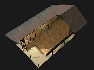 3D Tropical house in cutaway section 25-07