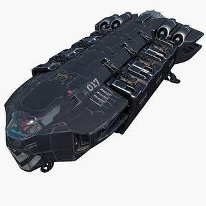 3D model sci-fi spaceship pbr cargo