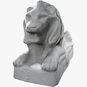 3D White Lion Sculpture model