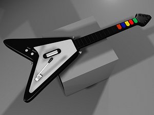 3d realistic guitar hero flying v