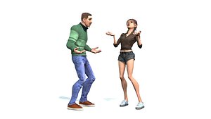 3D Cartoon couple argument model