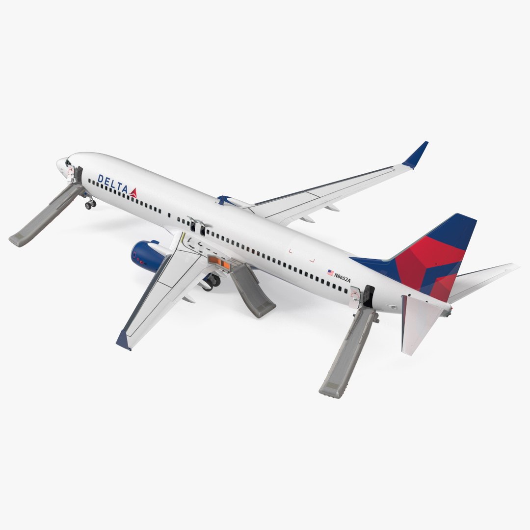 Boeing 737 900 ER Delta with Inflatable Evacuation Sliders 3D model preview
