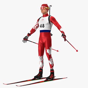 Biathlete Fully Equipped Canada Team Rigged
