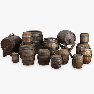 Barrel pack high quality low poly pbr