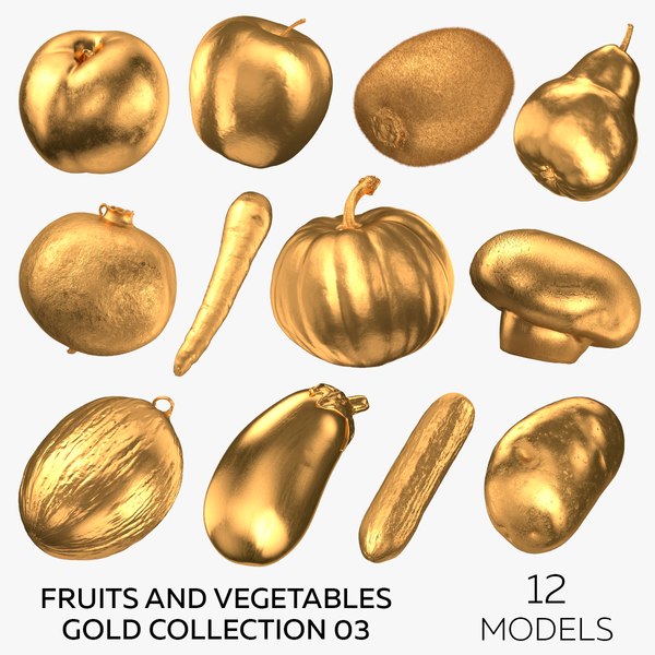 Fruits and Vegetables Gold Collection 03 - 12 models 3D