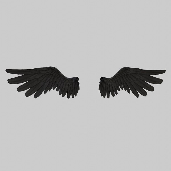 Angel Wings Black - Low poly 3D model