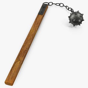 vintage flail weapon spiked 3d model