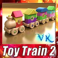 Wooden Toys - Wooden Train 02 + High resolution textures.